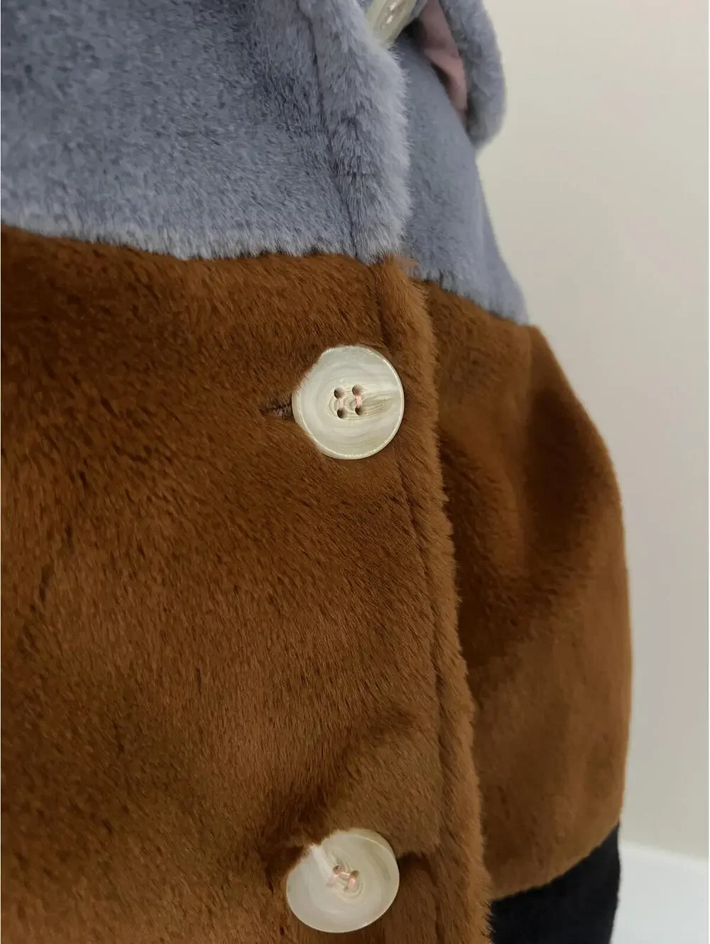 Pink Chicken Faux Fur Kate Coat, Tan/Blue/Brown/Navy